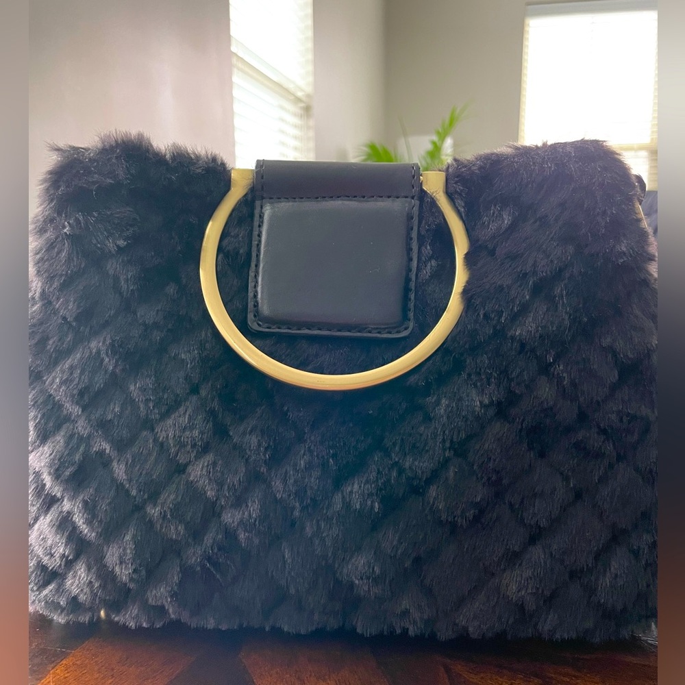 NWT Patricia Nash Black Faux Fur & Leather Empoli